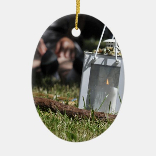 Lantaarn van licht keramisch ornament (Voorkant)