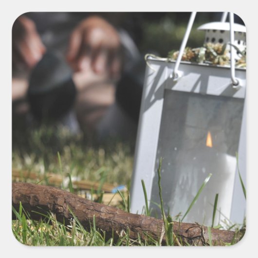 Lantaarn van licht vierkante sticker (Voorkant)