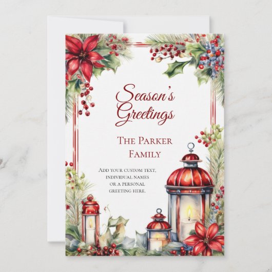  Lantaarn Waterverf Kerstvakantie Kaart (Voorkant)