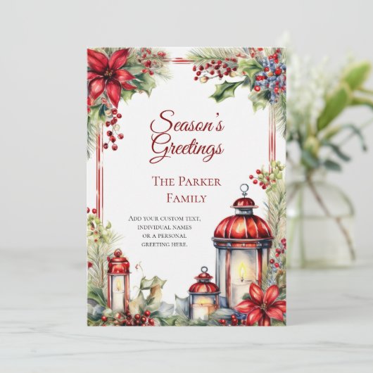  Lantaarn Waterverf Kerstvakantie Kaart (Staand voorkant)