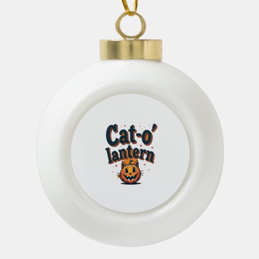 Lantaarnkat Keramische Bal Ornament (Voorkant)