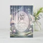 Lantaarnlicht Dromen Betoverd Bos Bruiloft Save The Date (Staand voorkant)