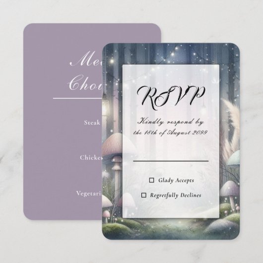 Lantaarnlicht Droom Betoverd Bos Bruiloft RSVP Kaartje (Voorkant / Achterkant)