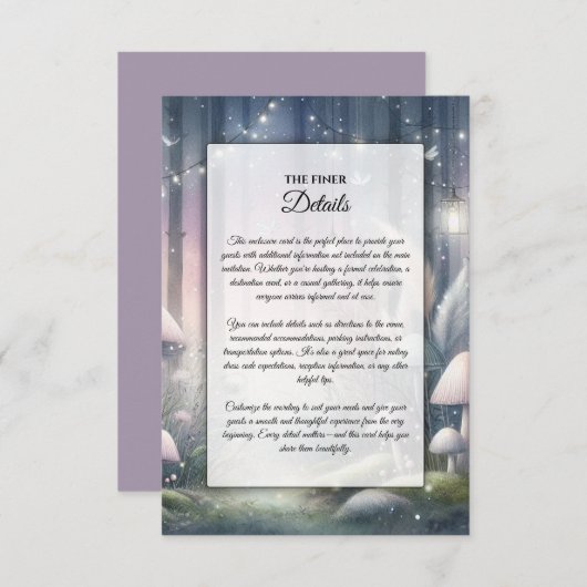 Lantaarnlicht droomt betoverd bos informatiekaartje (Voorkant / Achterkant)