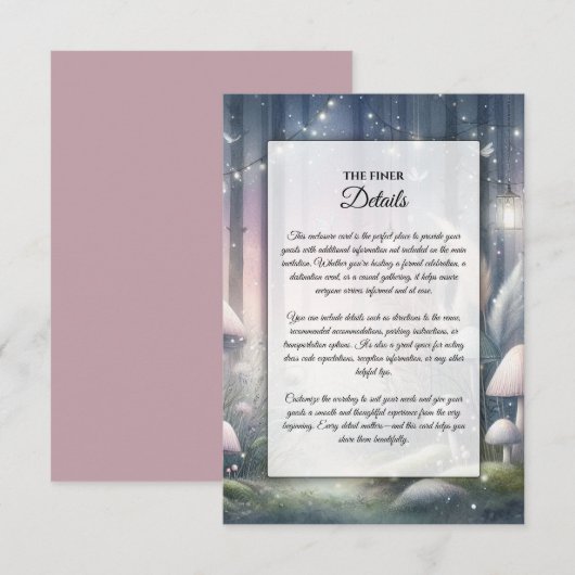 Lantaarnlicht droomt betoverd bos informatiekaartje (Voorkant / Achterkant)