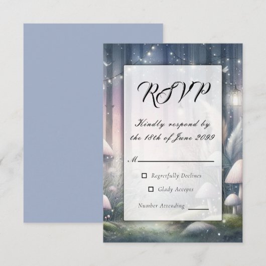 Lantaarnlicht droomt betoverd bos RSVP kaartje (Voorkant / Achterkant)