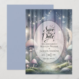 Lantaarnlicht droomt betoverde bos bruiloft save the date