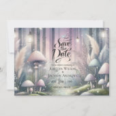 Lantaarnlicht droomt betoverde bos bruiloft save the date (Voorkant)