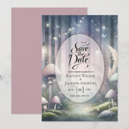 Lantaarnlicht droomt betoverde bos bruiloft save the date