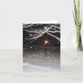 Lantaarnpaal in de Sneeuw Notecard Feestdagen Kaart