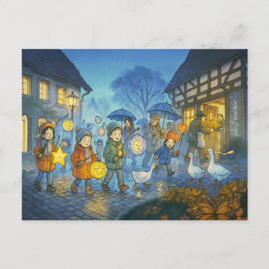 Lantaarnparade voor St Martins Day Feestdagenkaart (Voorkant)