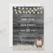  Lantaarns Baby's Breath Barn Wood Wedding Kaart (Voorkant)