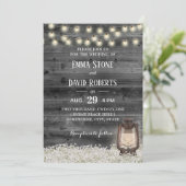  Lantaarns Baby's Breath Barn Wood Wedding Kaart (Staand voorkant)