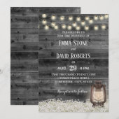  Lantaarns Baby's Breath Barn Wood Wedding Kaart (Voorkant / Achterkant)