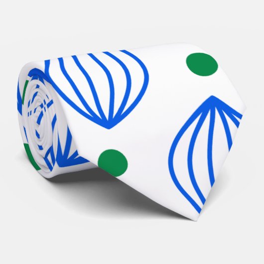 Lantaarns Beige Blauw Minimal Patroon Stropdas (Opgerold)