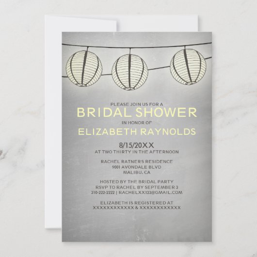 Lantaarns Bridal Shower Invitations Kaart (Voorkant)