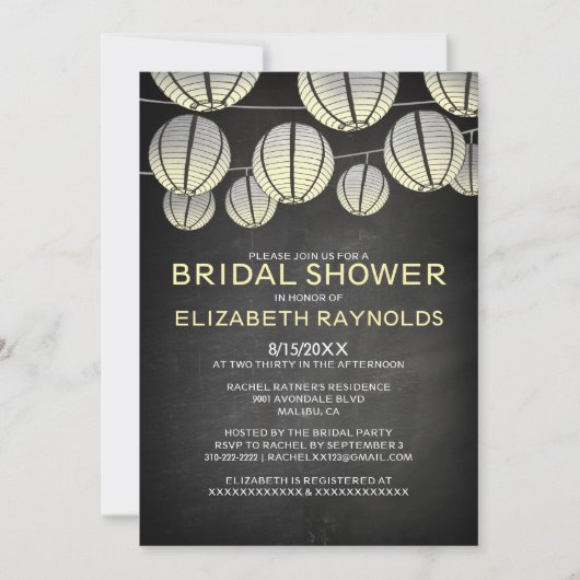 Lantaarns Bridal Shower Invitations Kaart (Voorkant)