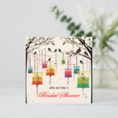 Lantaarns Cherry Tree Birds Spring Vrijgezellenfee Kaart (Staand voorkant)