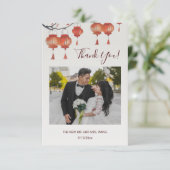 Lantaarns Chinese bruiloft dank u Bedankkaart (Staand voorkant)