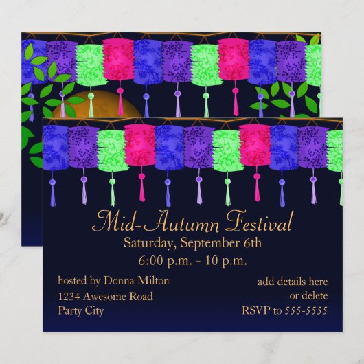 Lantaarns en de Volledige Uitnodiging van de Moon (Voorkant / Achterkant)