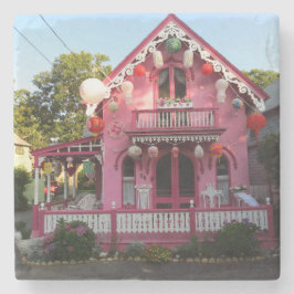 Lantaarns en roze tandbrood - Martha's wijntuin Stenen Onderzetter