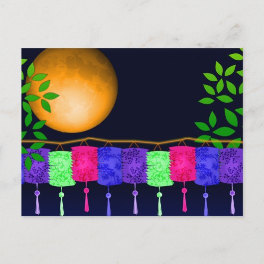 Lantaarns en volledige maan briefkaart (Voorkant)