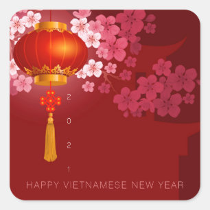 Lantaarns Hao Dao Happy Vietnamees nieuwjaar volge Vierkante Sticker