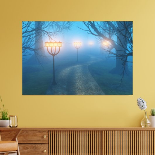 Lantaarns in de Fog Canvas Print (Insitu (Woonkamer))