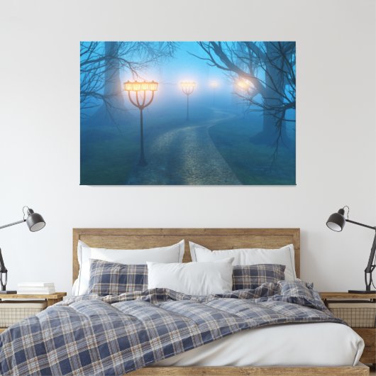 Lantaarns in de Fog Canvas Print (Insitu (Slaapkamer))