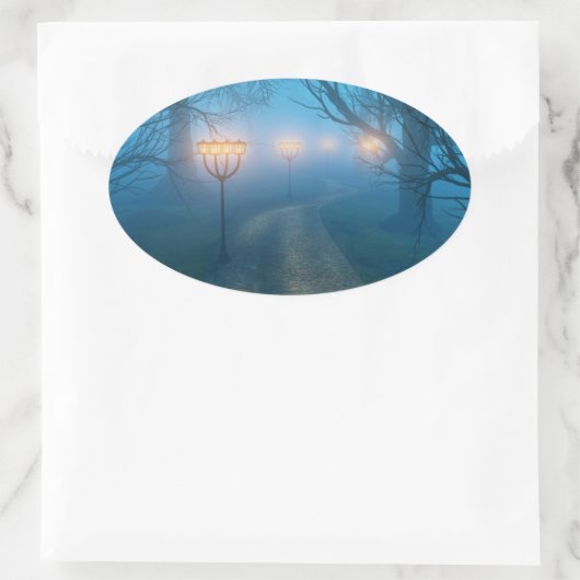 Lantaarns in de moeraskers ovale sticker (Tas)