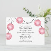 Lantaarns in de uitnodiging voor het roze huwelijk (Staand voorkant)