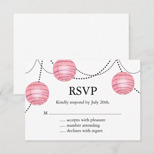 Lantaarns in roze RSVP (Voorkant / Achterkant)