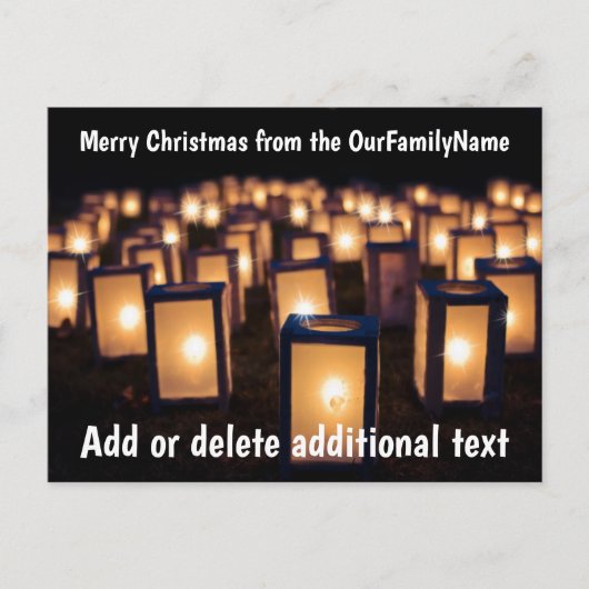 Lantaarns Kaarsen Kerst Aanpasbare Postkaart (Voorkant)