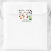 Lantaarns Kersenboom Vogels Lente Groeten Vierkante Sticker (Tas)