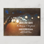 Lantaarns Lights Tree Rustic Save the Date briefka Aankondigingskaart (Voorkant)