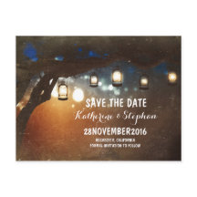 Lantaarns Lights Tree Rustic Save the Date briefka