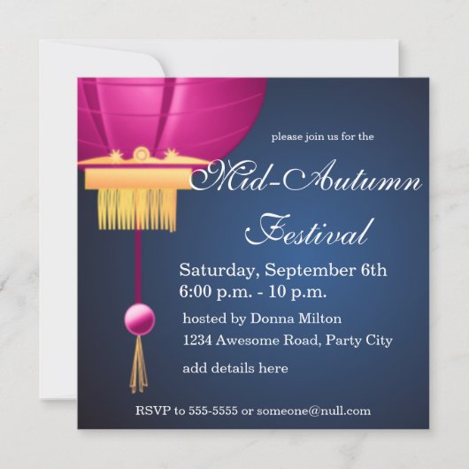 Lantaarns, Maan, en Mooncakes Uitnodiging (Voorkant)
