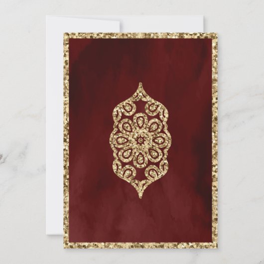  Lantaarns Maroon Gold Muslim Weduwschap Kaart (Achterkant)