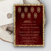   Lantaarns Maroon Gold Muslim Weduwschap Kaart