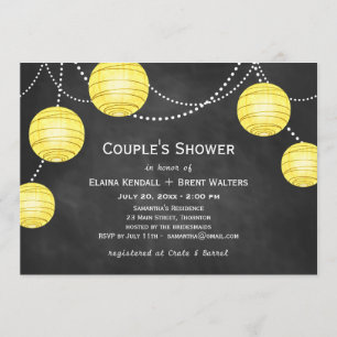 Lantaarns op Chalk Couple's Shower Invite in Yello Kaart