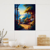 Lantaarns op het Lichtgevende Terras Poster (Keuken)