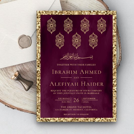   Lantaarns Plum Gold Muslim Weduwen Kaart