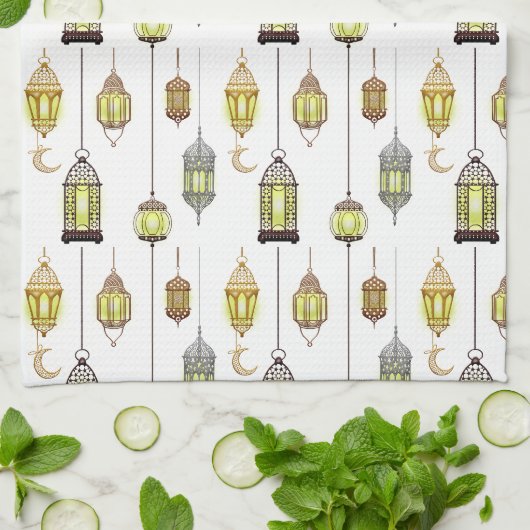 Lantaarns Ramadan Mubarak Oriëntaals Arabisch Mosl Theedoek (Gevouwen)