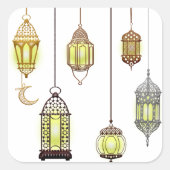 Lantaarns Ramadan Mubarak Oriëntaals Arabisch Mosl Vierkante Sticker (Voorkant)