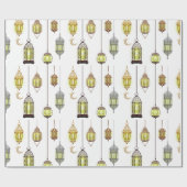 Lantaarns Ramadan Mubarak Oriëntaals Arabische Mos Cadeaupapier (Vlak)