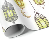 Lantaarns Ramadan Mubarak Oriëntaals Arabische Mos Cadeaupapier (Rol Hoek)
