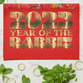 Lantaarns Red Gold Chinees nieuwjaar konijn Theedoek (Gevouwen)