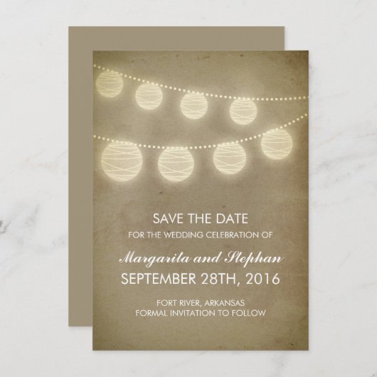  lantaarns roest de datumkaarten op save the date (Voorkant / Achterkant)