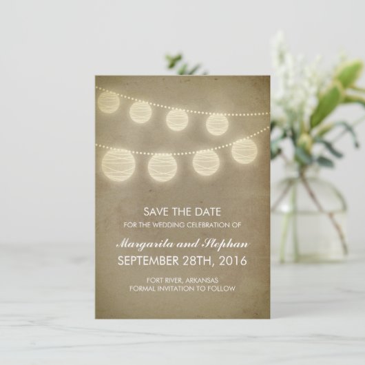  lantaarns roest de datumkaarten op save the date (Staand voorkant)