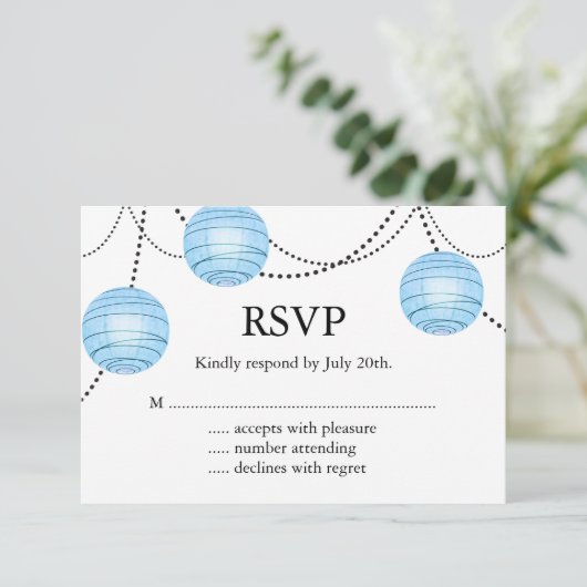 Lantaarns RSVP in blauw (Staand voorkant)